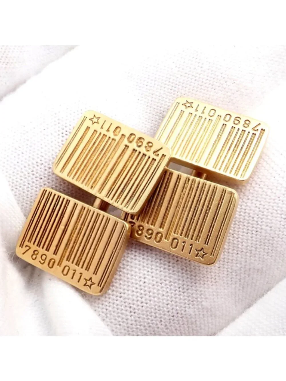 Rare! H. Stern 18k Yellow Gold UPC Bar Code Cufflinks